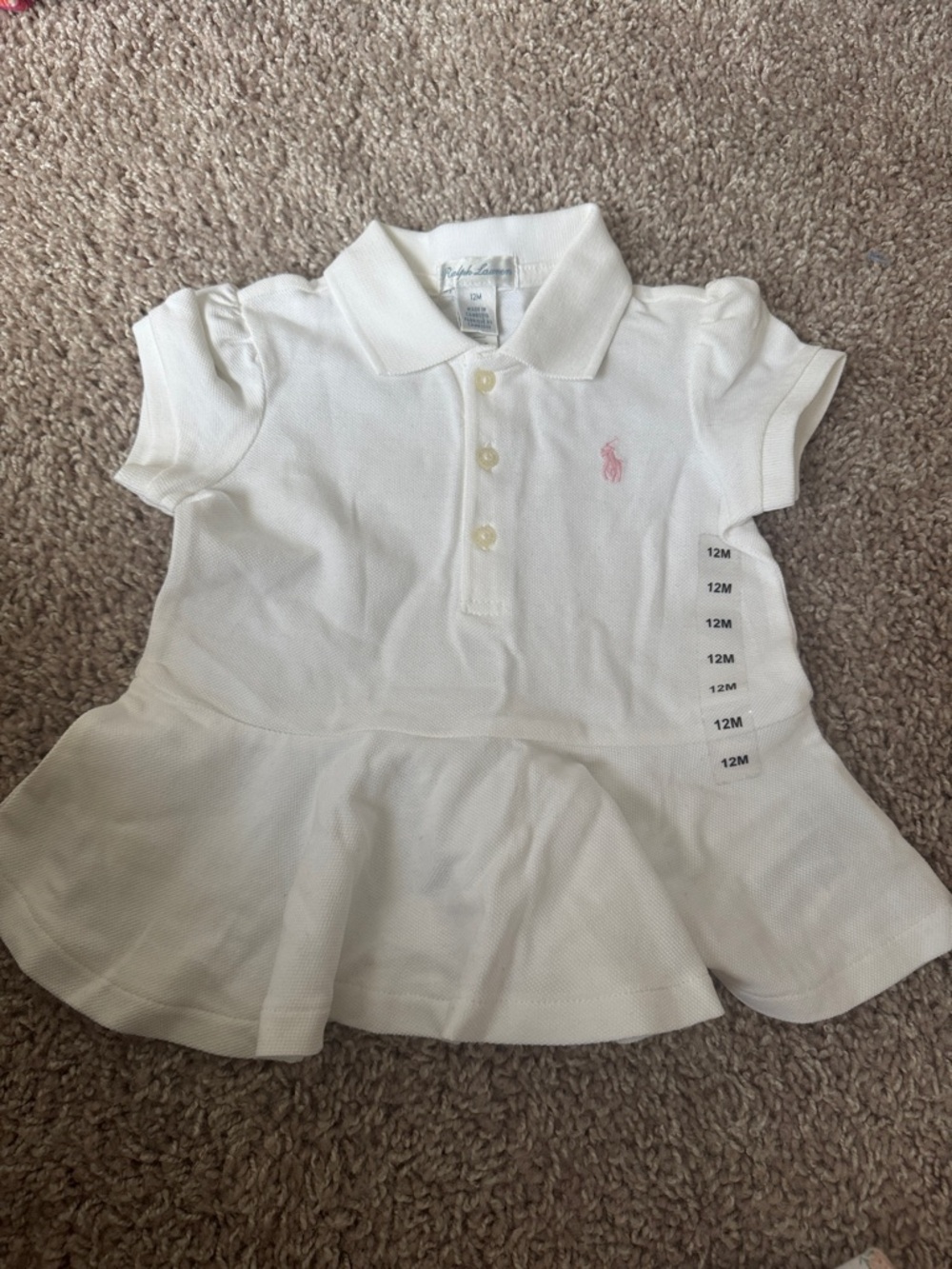 Ralph Lauren White Peplum Polo with Pink Pony